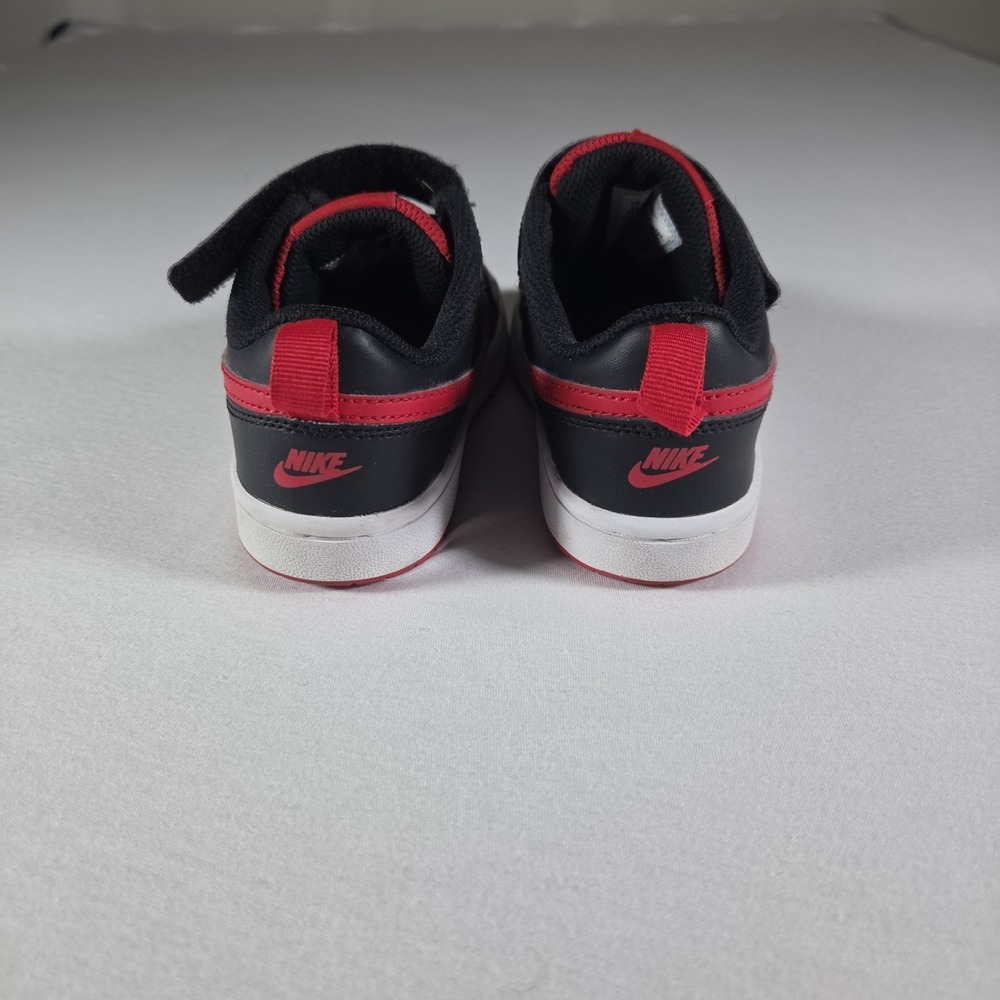 Nike Shoes Court Borough Low 2  Black Red BQ5451-007 Kids Size 1Y Strap Lace - Picture 5 of 9